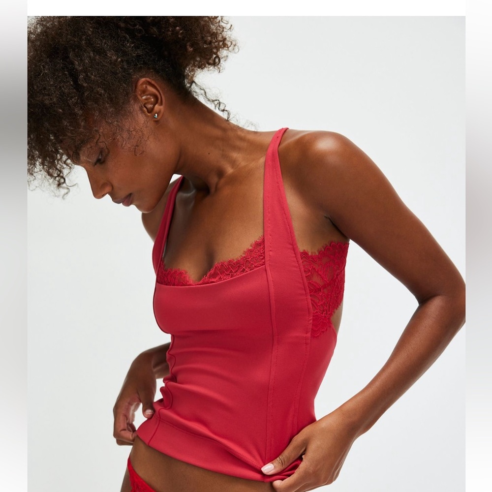 Free People Red Chemise Slip Intimates